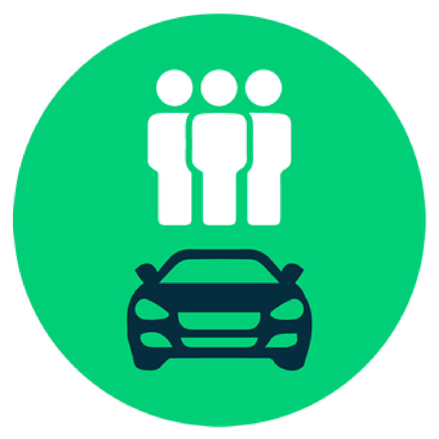 Icono verde con carro y personas