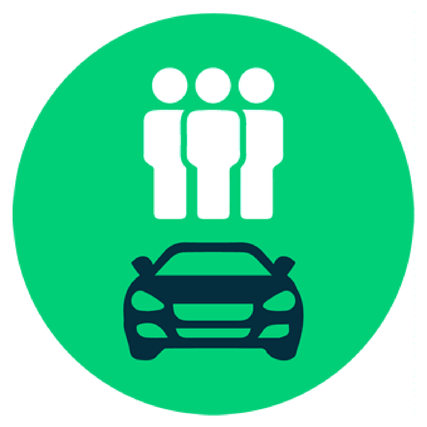 Icono verde con carro y personas