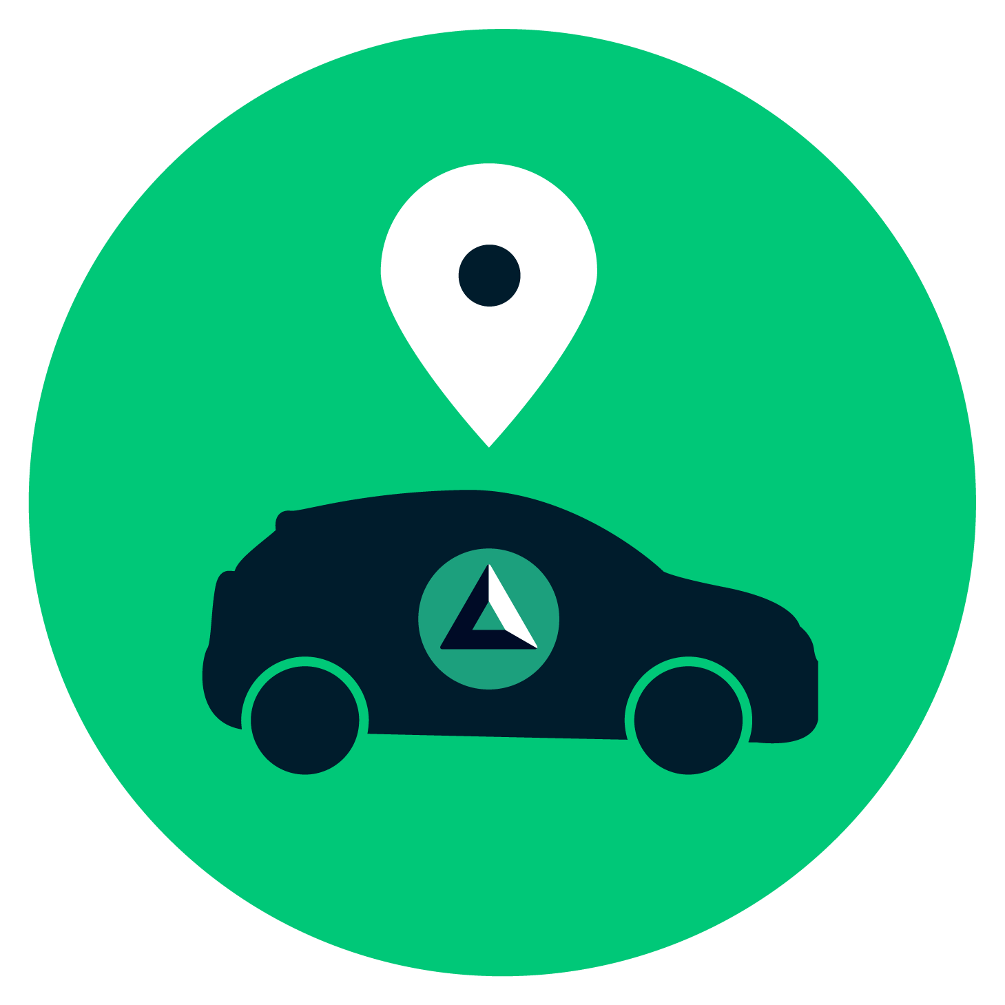 Icono verde con un carro y pin